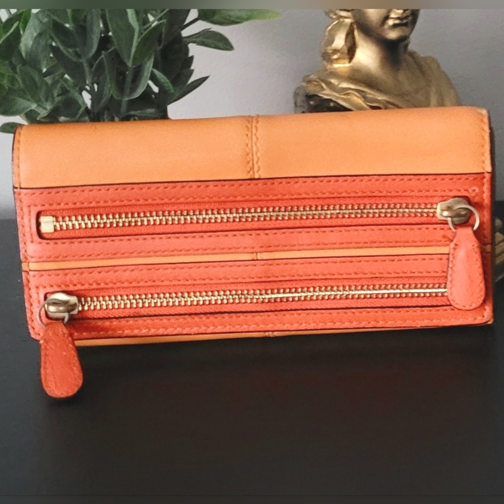 Coach Orange Leather Long Wallet